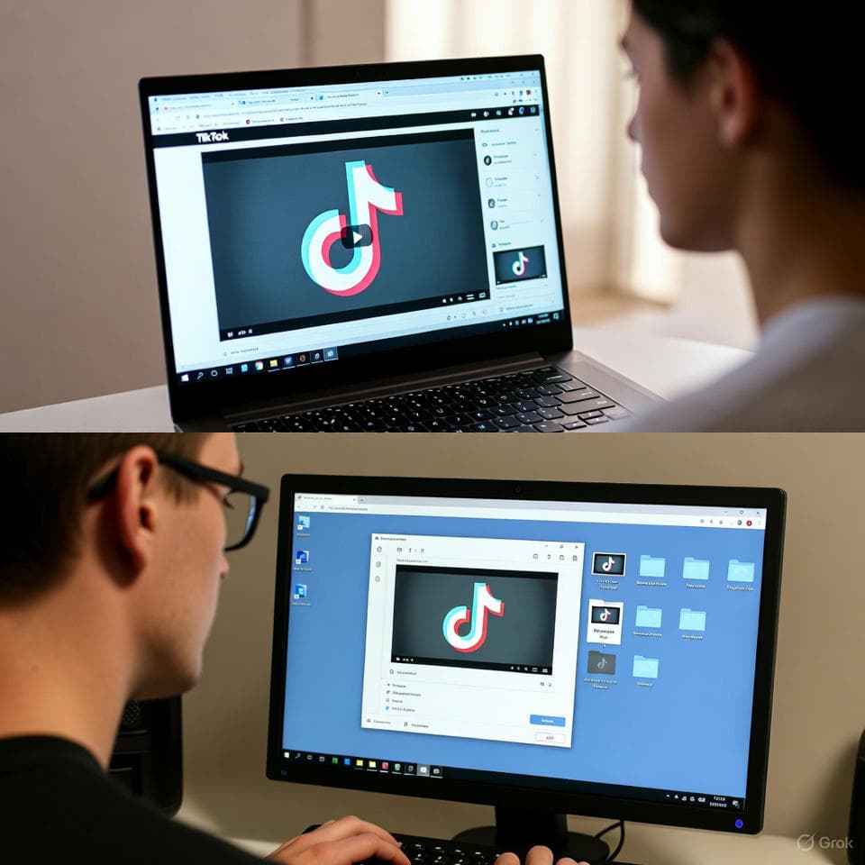 Viewing and downloading TikTok videos on laptop and desktop